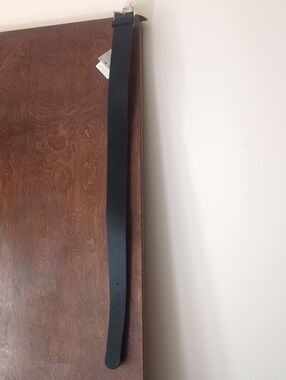 Zara Black Leather Waist Belt with Logo Patch